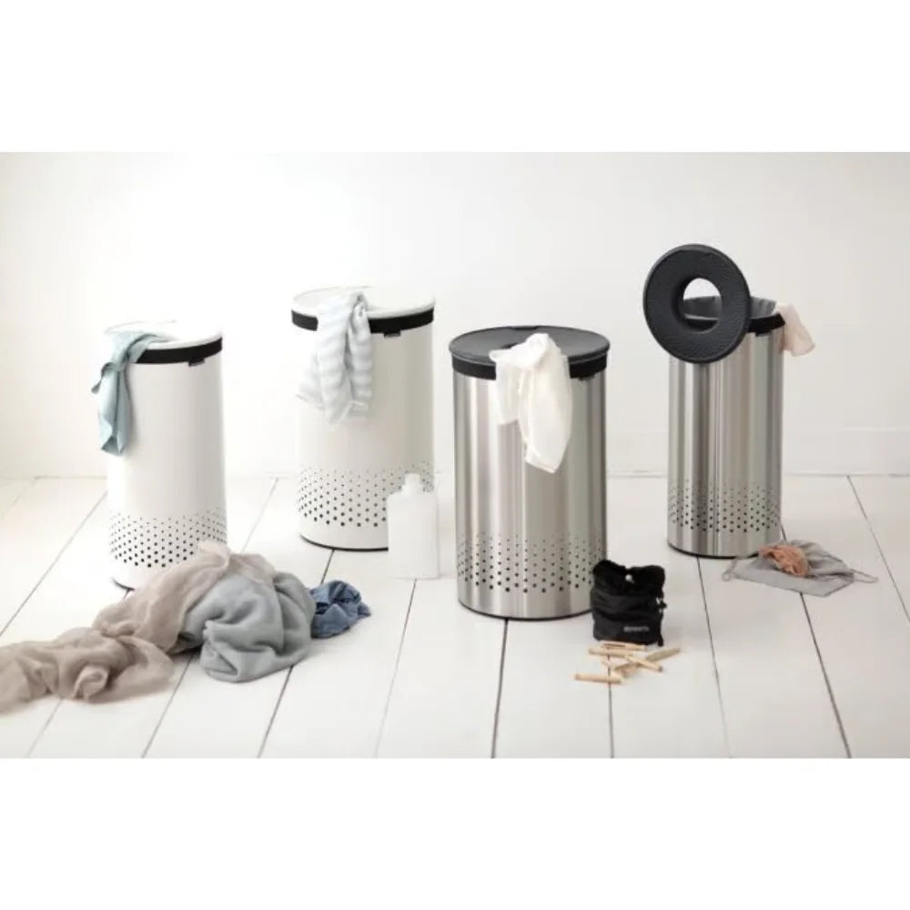 Brabantia丨Bo Laundry Bin 圓桶污衣籃 丨砂鋼