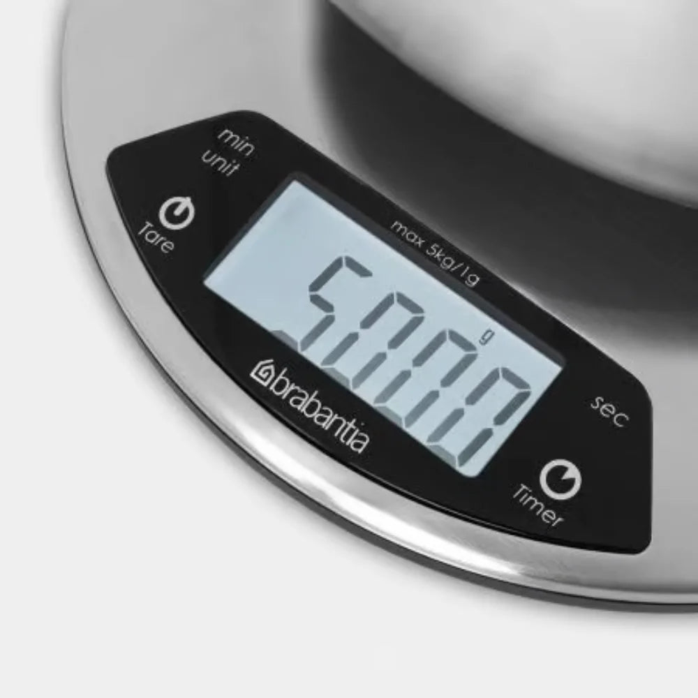 Brabantia｜PROFILE Kitchen Scale 圓形電子食物磅｜磨砂鋼
