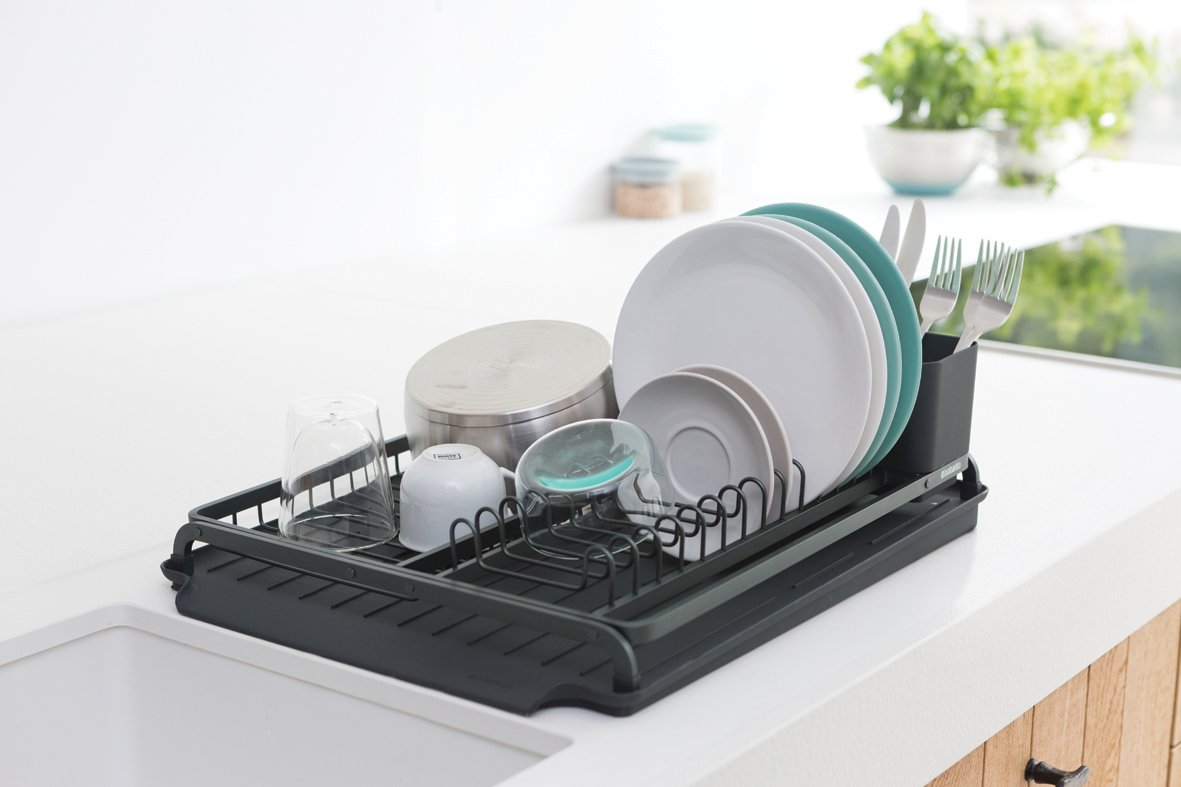 Brabantia｜Dish Drying Rack 闊身碗碟箕連底盆｜深/淺灰