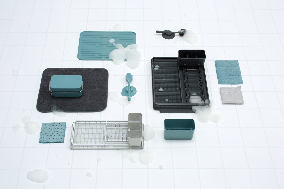 Brabantia｜Dish Drying Rack 闊身碗碟箕連底盆｜深/淺灰