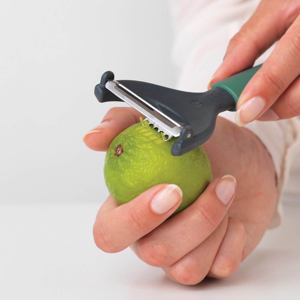 Brabantia｜TASTY+｜Colored handle stainless steel Y-shaped melon shaver PLUS peel scraper｜Fir tree green