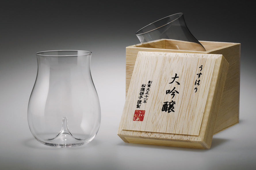 Edo Glass 松德硝子｜日本手作極薄大吟釀杯 冷酒專用杯250ml｜原木禮盒裝