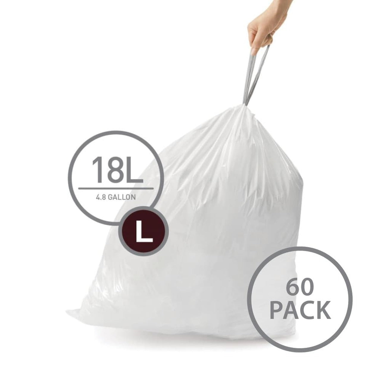 Simplehuman｜Code L 18L Garbage Bag｜60 Pack